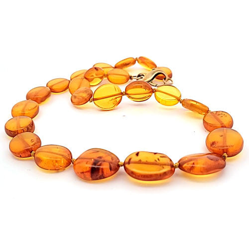 Bernsteinkette Oval flach 12-16 x 16-20  - 1