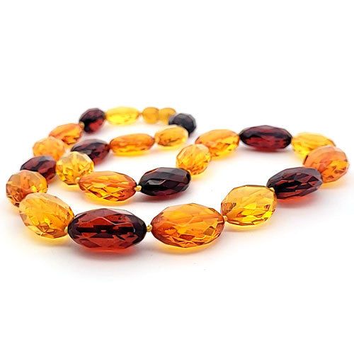 Bernsteinkette Oval facettiert multi  - 1