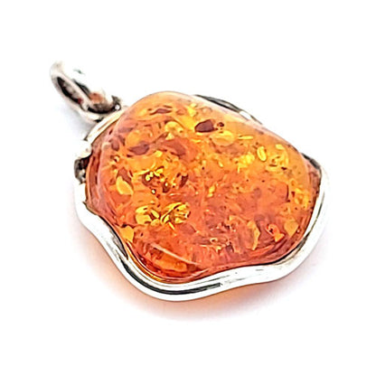 Bernstein-Silberanhänger Welle  - 1