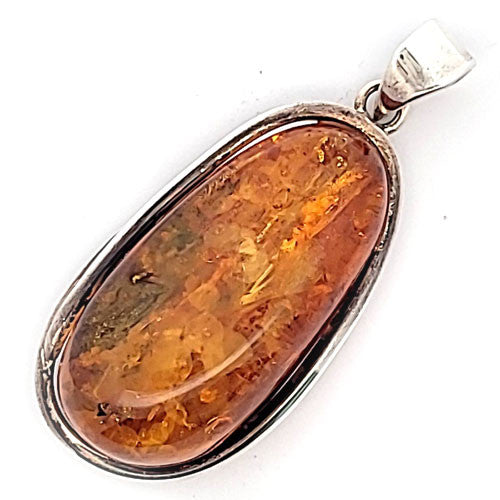Bernstein-Silberanhänger Oval  - 3