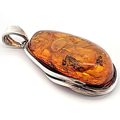 Bernstein-Silberanhänger Oval  - 1