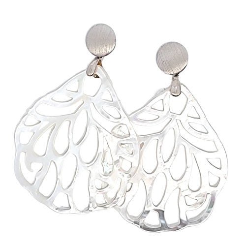 Ohrpendler Perlmutt Blatt groß, weiß  - 1