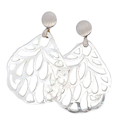 Ohrpendler Perlmutt Blatt groß, weiß  - 1