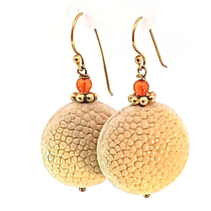 Ohrringe Rochenleder beige mit Karneol  - 1