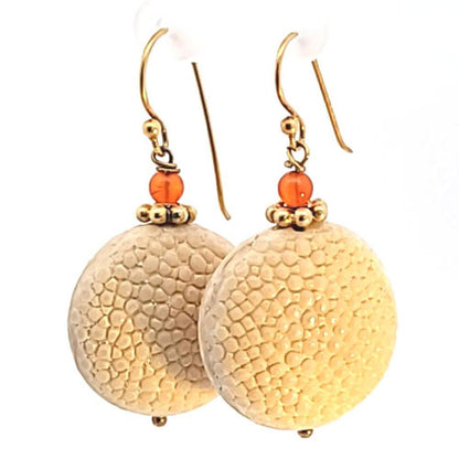 Ohrringe Rochenleder beige mit Karneol  - 2