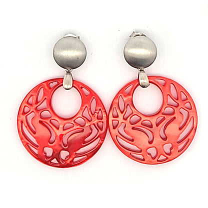 Ohrringe Perlmutt rot Steindesign - 1