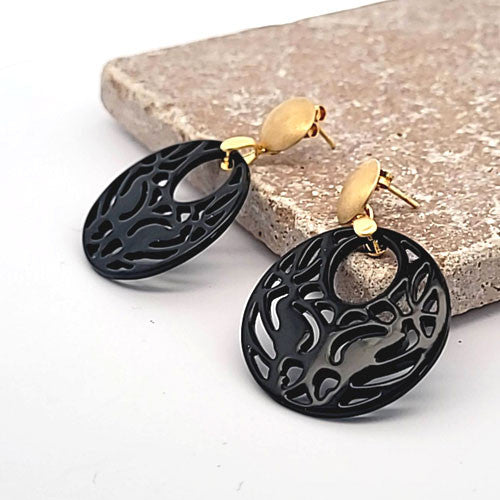 Ohrringe Perlmutt schwarz  - 2