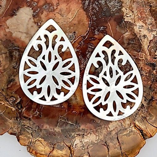 Ohrpendler Perlmutt Tropfen groß, weiß  - 3