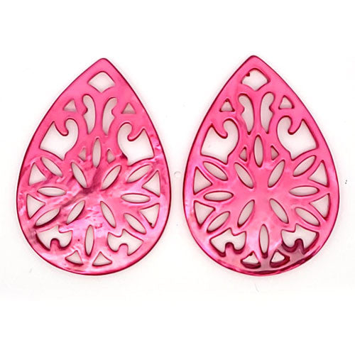 Ohrpendler Perlmutt Tropfen groß, pink  - 2