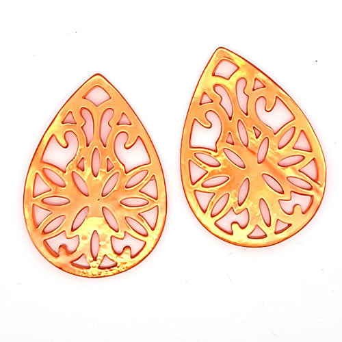 Ohrpendler Perlmutt Tropfen groß, orange  - 2