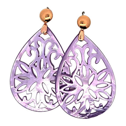 Ohrpendler Perlmutt Tropfen groß, lila  - 1