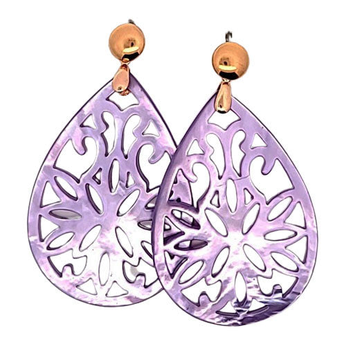 Ohrpendler Perlmutt Tropfen groß, lila  - 1