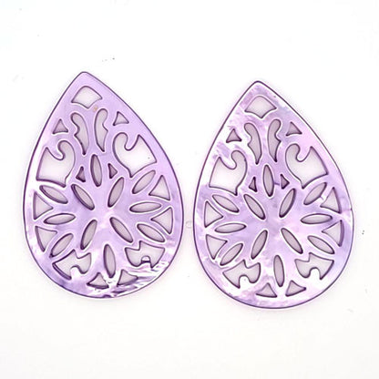 Ohrpendler Perlmutt Tropfen groß, lila  - 2