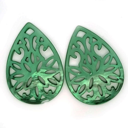 Ohrpendler Perlmutt Tropfen groß, grün  - 2