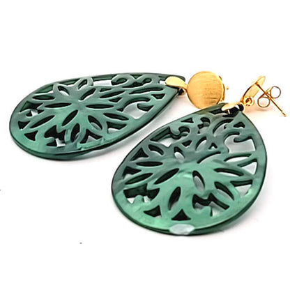 Ohrpendler Perlmutt Tropfen groß, grün  - 3