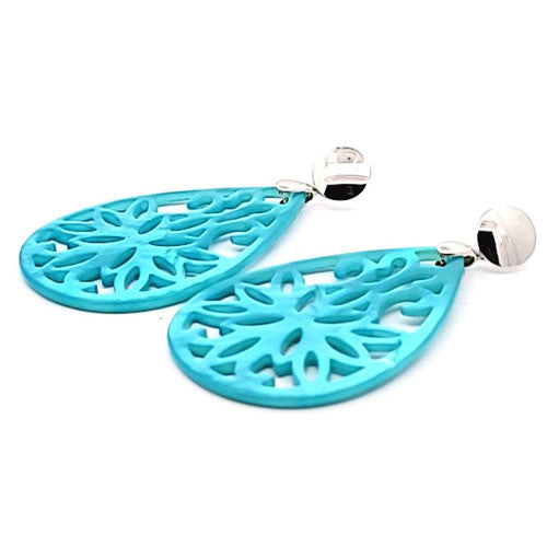 Ohrpendler Perlmutt Tropfen groß, türkis  - 3