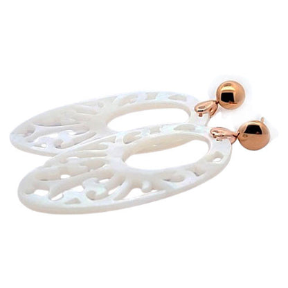 Ohrpendler Perlmutt Oval groß, weiß  - 5