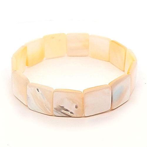 Perlmutt-Armband weiß Square, 14 mm  - 2