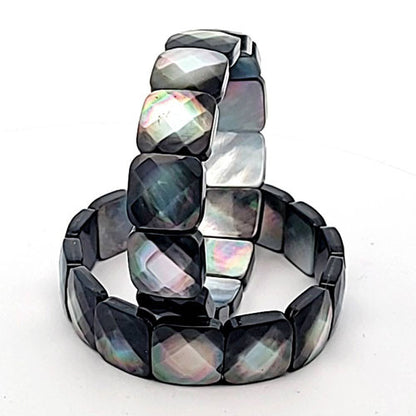 Perlmutt-Armband Tahiti Square facettiert, 14 mm  - 2
