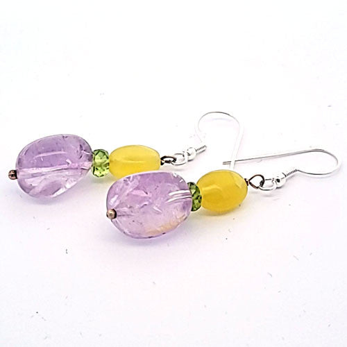 Ohrringe Amethyst mit Bowenit und Peridot  - 2