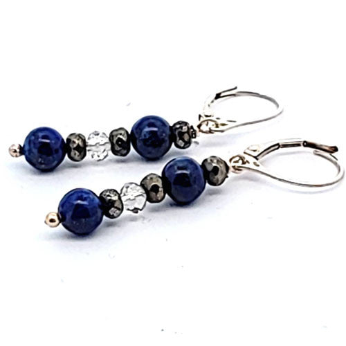 Ohrringe Lapislazuli mit Pyrit  - 2
