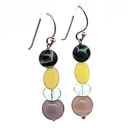 Ohrringe Achat mit Bowenit und Fluorit  - 2