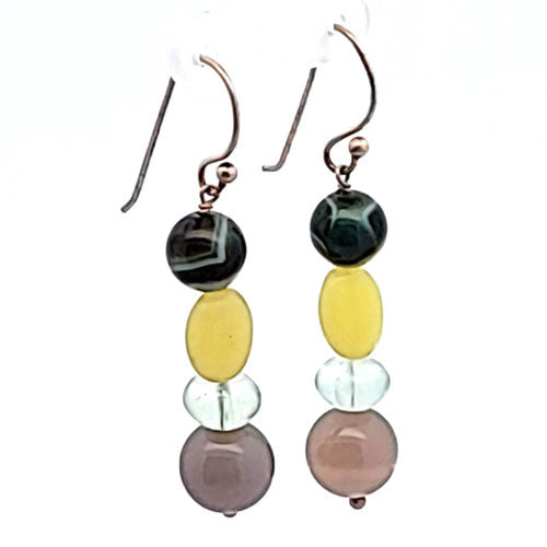 Ohrringe Achat mit Bowenit und Fluorit  - 2