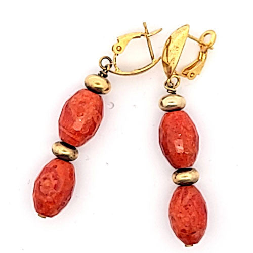 Ohrringe Rore Schaumkoralle mit Ohrstecker silber vergoldet  - 2