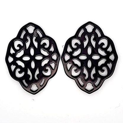 Ohrpendler Perlmutt Ornamental, schwarz  - 2