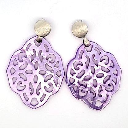 Ohrpendler Perlmutt Ornamental, lila  - 2