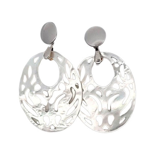 Ohrpendler Perlmutt Oval, weiß  - 2