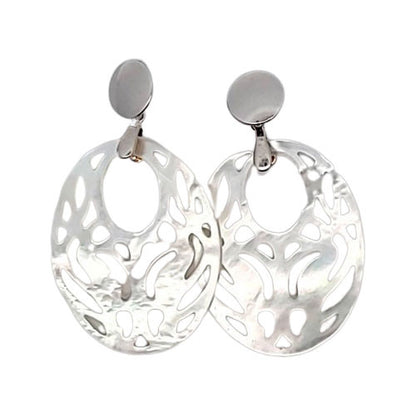 Ohrpendler Perlmutt Oval, weiß  - 2