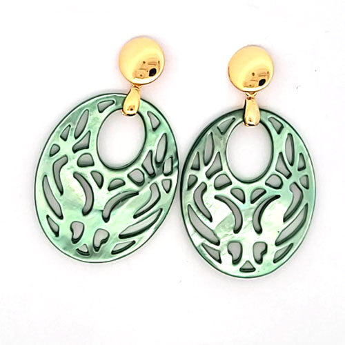 Ohrpendler Perlmutt Oval, seegrün  - 1