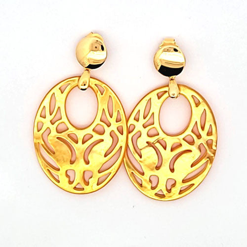 Ohrpendler Perlmutt Oval, dunkelgelb  - 1