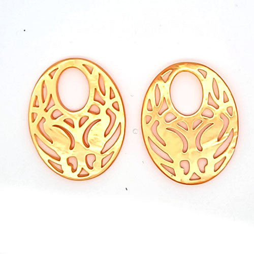 Ohrpendler Perlmutt Oval, peach  - 2