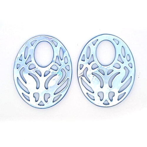 Ohrpendler Perlmutt Oval, hellblau  - 2