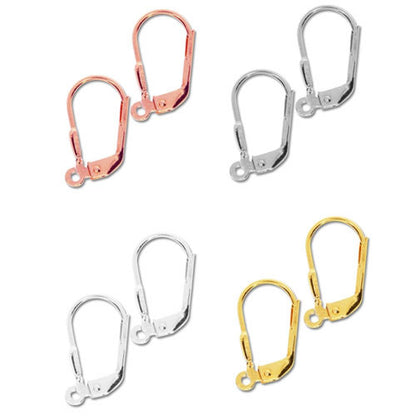 Klappbrisuren (Ohrhaken mit Klappbügel) Standard silber vergoldet Steindesign - 3