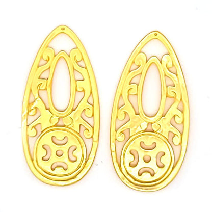 Ohrpendler Perlmutt Tropfen lang, gelb  - 2