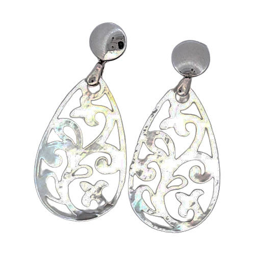 Ohrpendler Perlmutt Tropfen, weiß  - 3