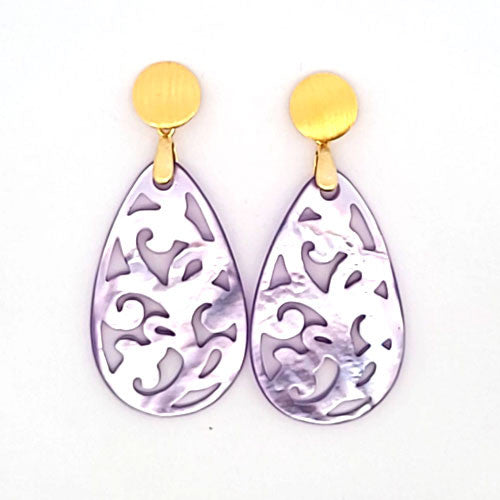 Ohrpendler Perlmutt Tropfen, lila  - 1