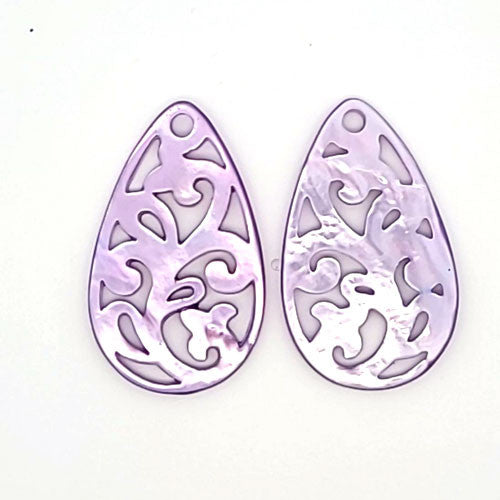 Ohrpendler Perlmutt Tropfen, lila  - 2