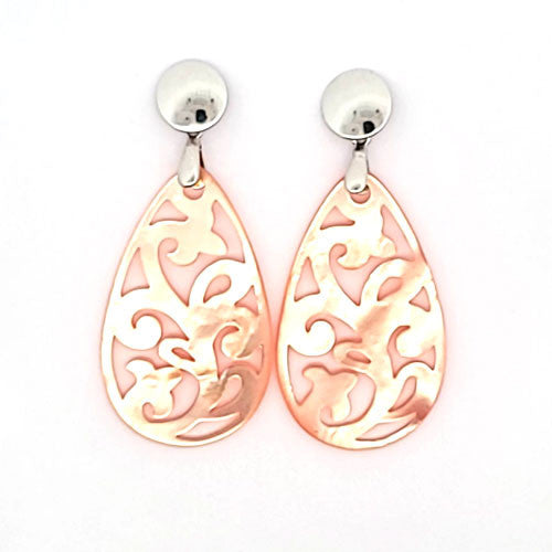 Ohrpendler Perlmutt Tropfen, peach  - 2