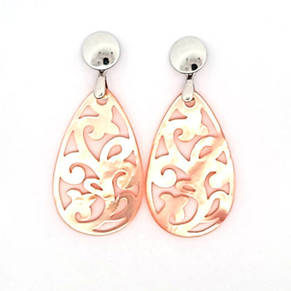 Ohrpendler Perlmutt Tropfen, peach  - 2