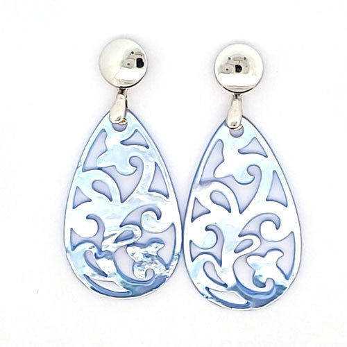 Ohrpendler Perlmutt Tropfen, hellblau  - 1
