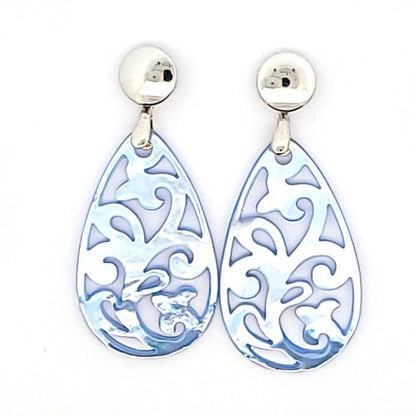 Ohrpendler Perlmutt Tropfen, hellblau  - 1