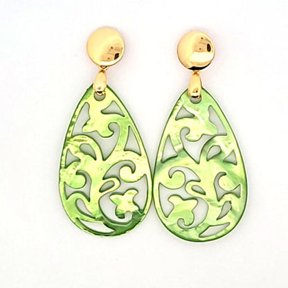 Ohrpendler Perlmutt Tropfen, hellgrün  - 1