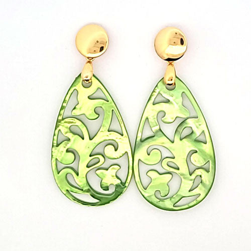 Ohrpendler Perlmutt Tropfen, hellgrün  - 1