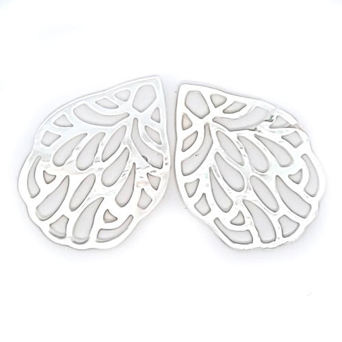 Ohrpendler Perlmutt Blatt klein, weiß  - 2