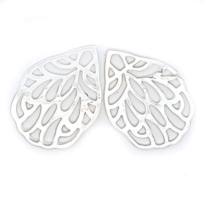 Ohrpendler Perlmutt Blatt klein, weiß  - 2