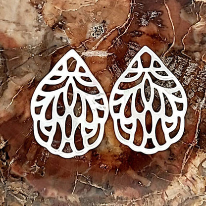 Ohrpendler Perlmutt Blatt klein, weiß  - 3